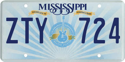MS license plate ZTY724