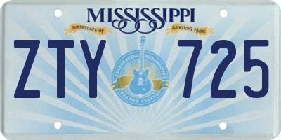 MS license plate ZTY725