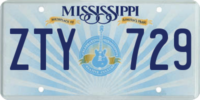 MS license plate ZTY729
