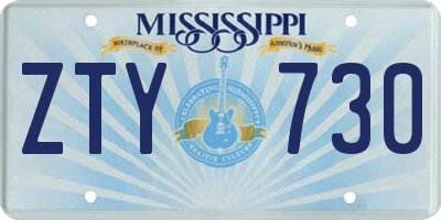 MS license plate ZTY730
