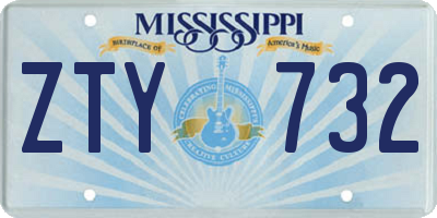 MS license plate ZTY732