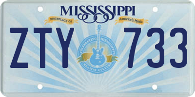 MS license plate ZTY733