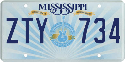 MS license plate ZTY734
