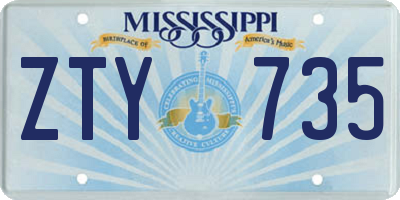 MS license plate ZTY735