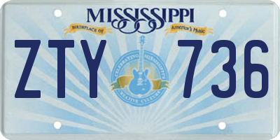 MS license plate ZTY736