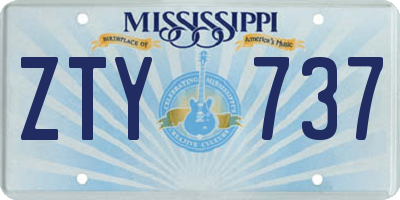 MS license plate ZTY737