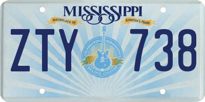 MS license plate ZTY738