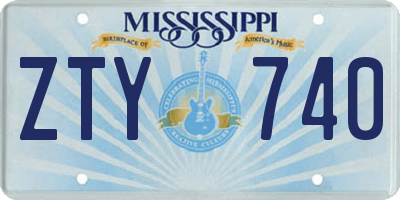 MS license plate ZTY740