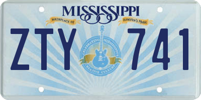 MS license plate ZTY741