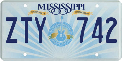 MS license plate ZTY742