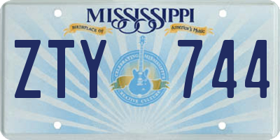 MS license plate ZTY744