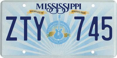 MS license plate ZTY745
