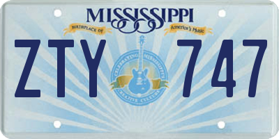 MS license plate ZTY747