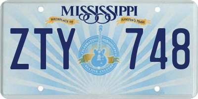 MS license plate ZTY748