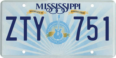 MS license plate ZTY751