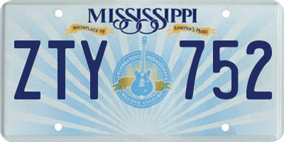 MS license plate ZTY752