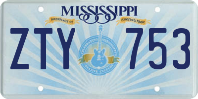 MS license plate ZTY753