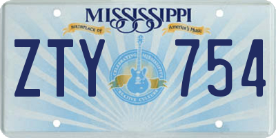 MS license plate ZTY754