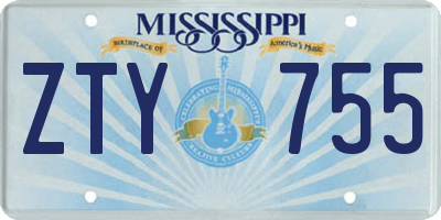 MS license plate ZTY755
