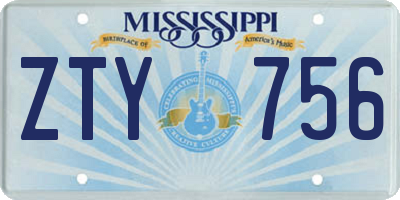 MS license plate ZTY756