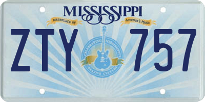 MS license plate ZTY757