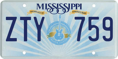 MS license plate ZTY759