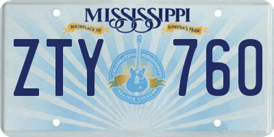 MS license plate ZTY760