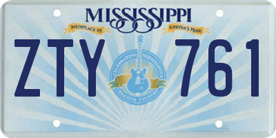 MS license plate ZTY761