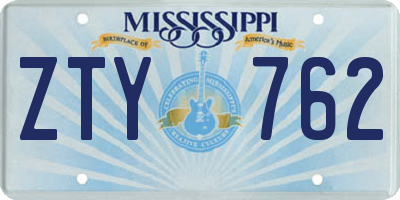 MS license plate ZTY762