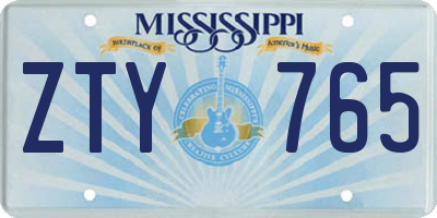 MS license plate ZTY765
