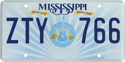 MS license plate ZTY766
