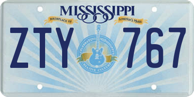 MS license plate ZTY767