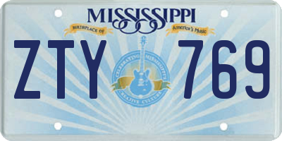 MS license plate ZTY769