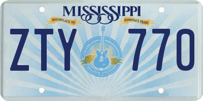 MS license plate ZTY770