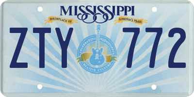 MS license plate ZTY772
