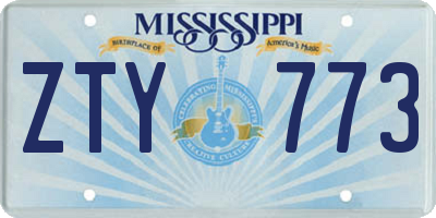 MS license plate ZTY773