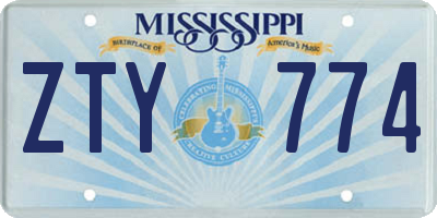 MS license plate ZTY774