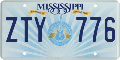 MS license plate ZTY776