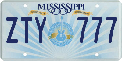 MS license plate ZTY777