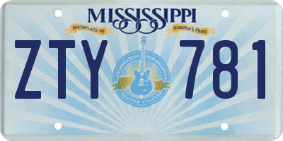 MS license plate ZTY781