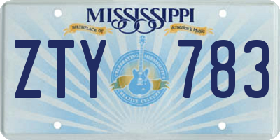 MS license plate ZTY783