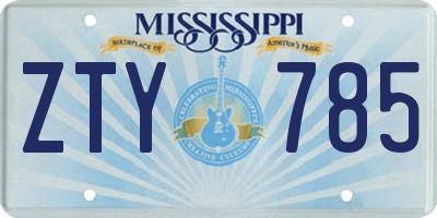 MS license plate ZTY785