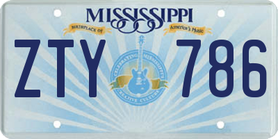 MS license plate ZTY786