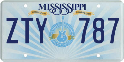 MS license plate ZTY787