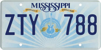 MS license plate ZTY788