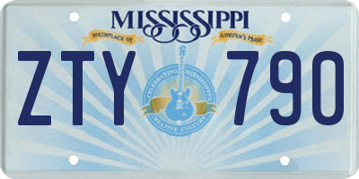 MS license plate ZTY790