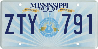 MS license plate ZTY791