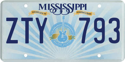 MS license plate ZTY793