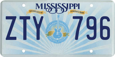 MS license plate ZTY796