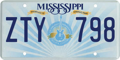 MS license plate ZTY798